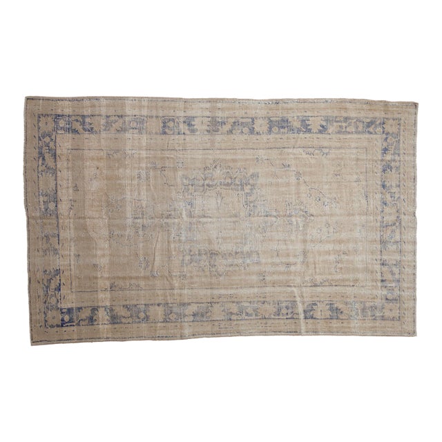 Vintage Distressed Oushak Carpet - 5'11" x 9'5" For Sale