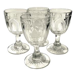1870's E. A. P. G.. Flint Glass "Grape and Magnet" Water Goblets - Set of 4