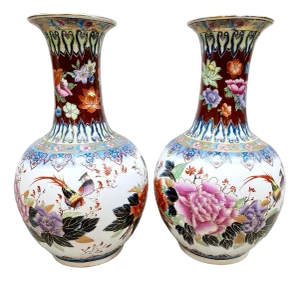 Chinese Porcelain Vases, 1990s, Set of 2