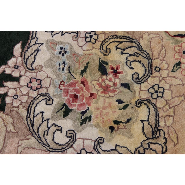 Green Fine Quality Silk Green & Multicolor Approx. 14 X 10 Rug For Sale - Image 8 of 16