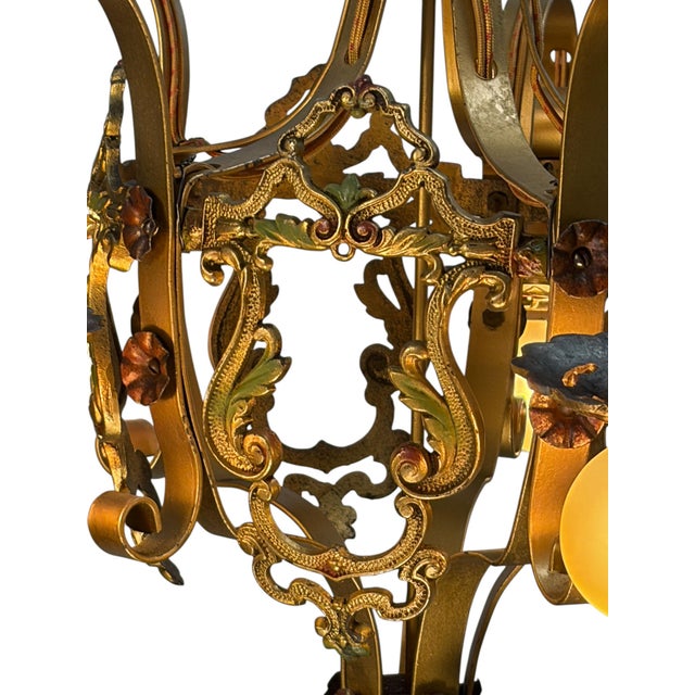 Chain Drop Aztec Gold 1920s Chandelier With Original Finish #2607 For Sale - Image 12 of 12