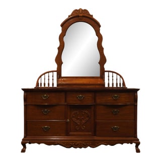 Lexington Furniture Victorian Sampler Collection Quarter Sawn Oak 64" Triple Door Dresser W. Mirror 391-235 / 391-207 For Sale