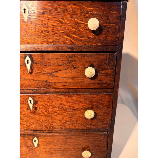 Wood Antique English Oak Salesman's Oak Small Chest For Sale - Image 7 of 7