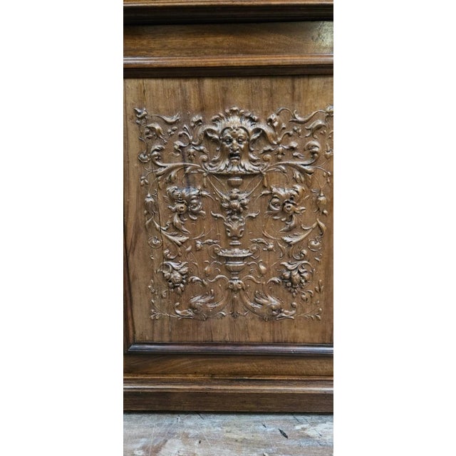 Antique Carved Walnut Cabinet with Terracotta Panels For Sale - Image 3 of 14