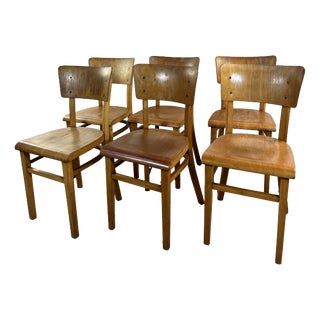 Vintage Bistro Chairs in Wood from Thonet, 1960s, Set of 6 For Sale