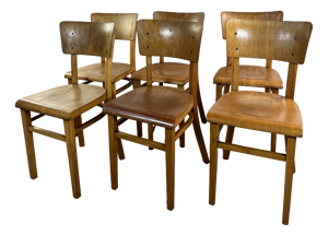 Vintage Bistro Chairs in Wood from Thonet, 1960s, Set of 6