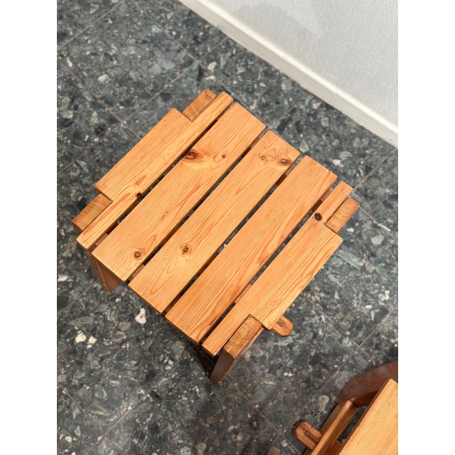 1960s Swedish Brutalist Pine Stools, 1960s, Set of 2 For Sale - Image 5 of 7