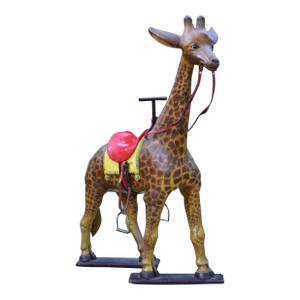 Rare French Diminutive Carved Carousel Giraffe, Circa 1930