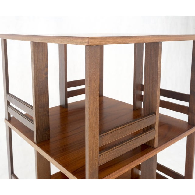 Wood Danish Mid Century Modern Rosewood Square Revolving Bookcase Shelf For Sale - Image 7 of 12