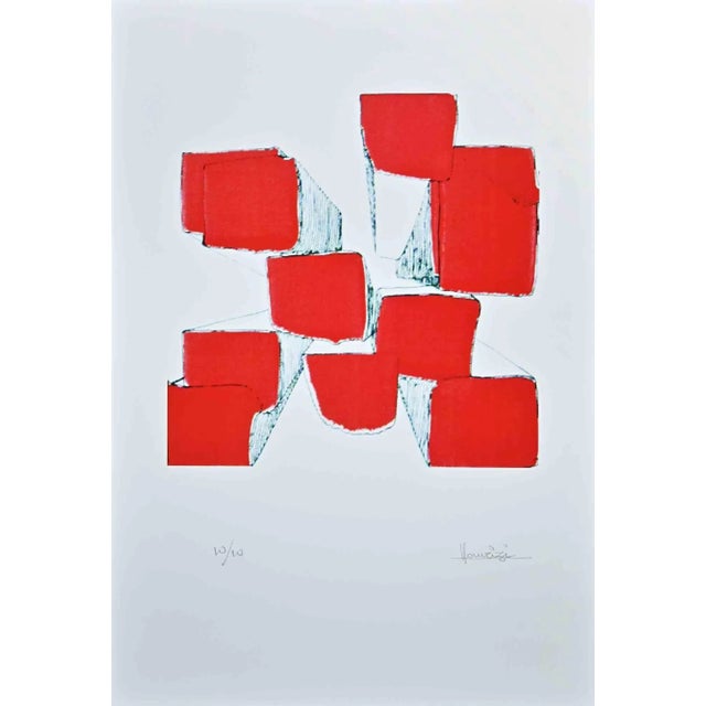 Composition is an original screen print on white paper realized by Italian artist Tonino Maurizi. Hand-signed on the lower...