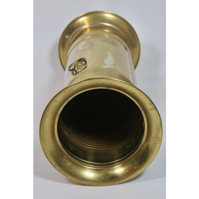 Brass 1960s English Brass Umbrella Stand With Lion’s Head Handles For Sale - Image 8 of 9
