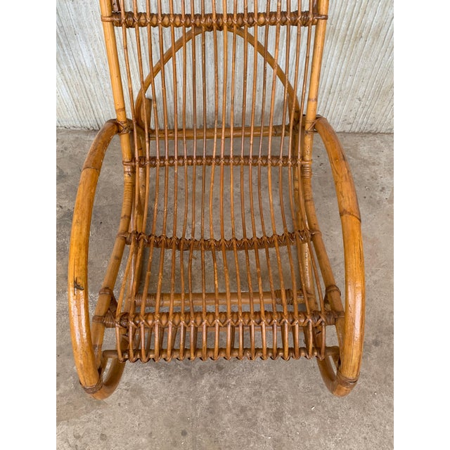 Midcentury Bamboo Rocking Chairs in the Style of Franco Albini, Italy For Sale - Image 13 of 16