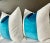 Contemporary Custom White Linen & Turquoise Velvet Stripe Pillows - a Pair For Sale - Image 3 of 4