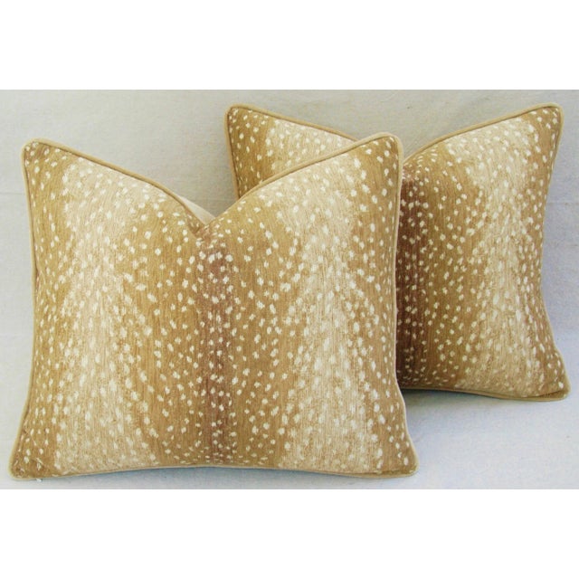 Custom-Tailored Antelope Fawn Spot Velvet Feather/Down Pillows 21" X 18" - Pair For Sale - Image 9 of 9