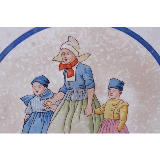 1920s Antique Dresden Fine China Porcelain Cake Plate Dutch Children For Sale - Image 5 of 11