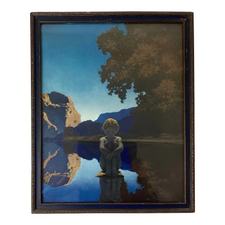 Original Print Maxfield Parrish Evening Reinthal & Newman, Ny 1921 in Period Frame For Sale