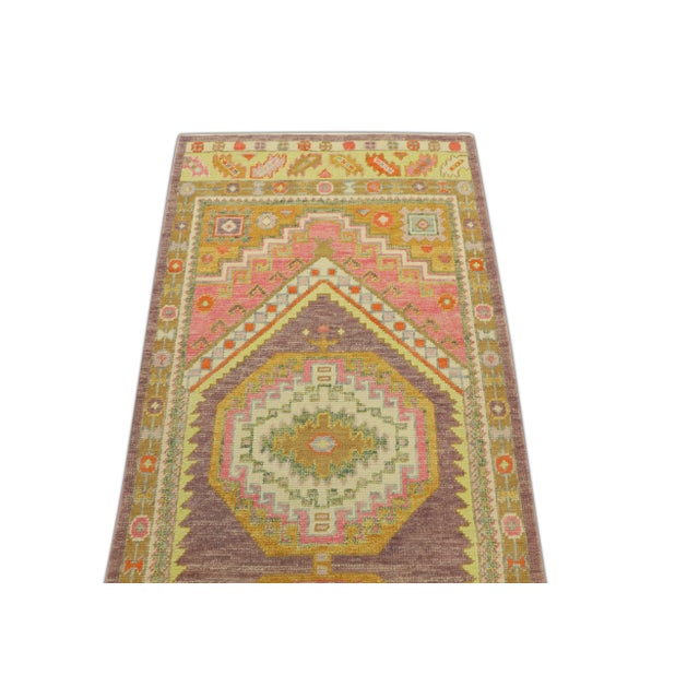 Modern Turkish Oushak Rug 3' x 8'3" For Sale - Image 4 of 5