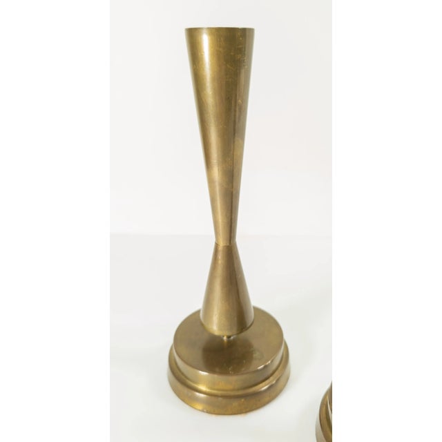 Mid-Century Modern Pair of Bronze Swedish or Danish Style Candlesticks Candle Holders For Sale - Image 11 of 12