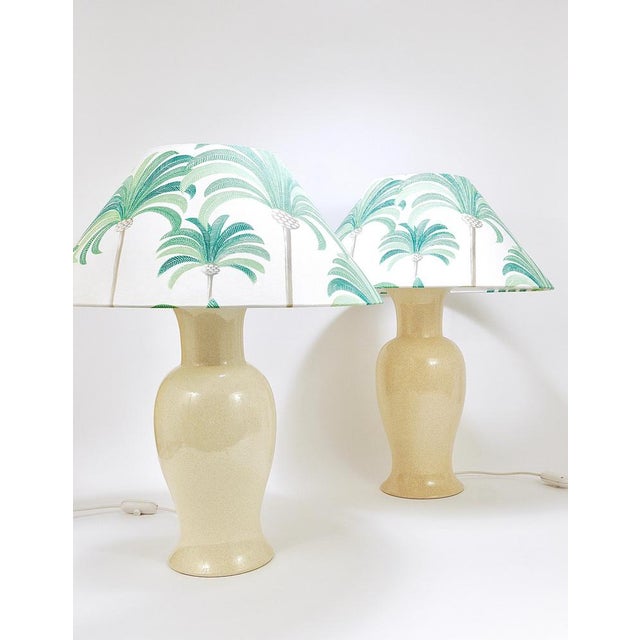 Midcentury ginger jar table or side lamp from the 1970s with matching pillow. Designed by Tommaso Barbi, executed by...