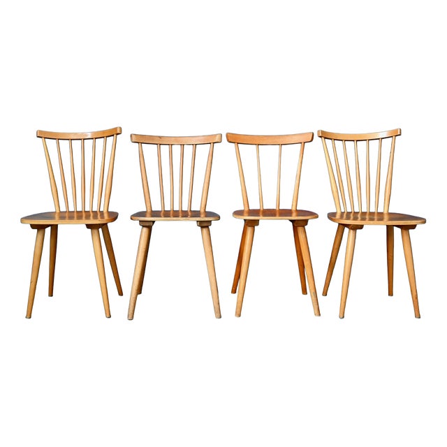 Vintage Bistro Chairs with Spindles, 1950s, Set of 4 For Sale