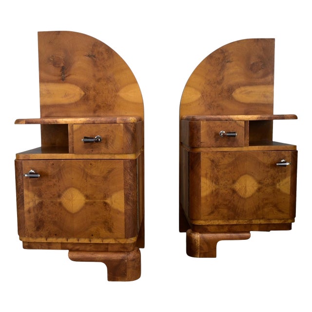 Art Deco Bedside Tables, Czechoslovakia, 1934s, Set of 2 For Sale
