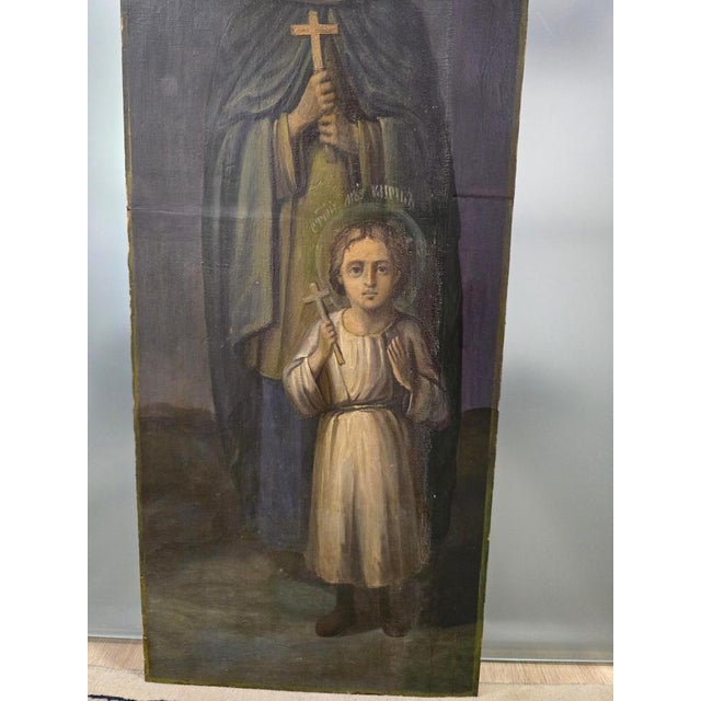 Wood 19th Century Orthodox Icon Martyr Iolita and Kirill, 1860 For Sale - Image 7 of 14