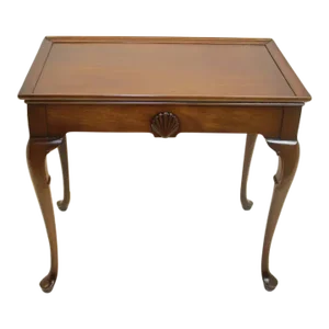 Queen Ann Walnut Side Table With Pull Out Slides, Circa 1930's