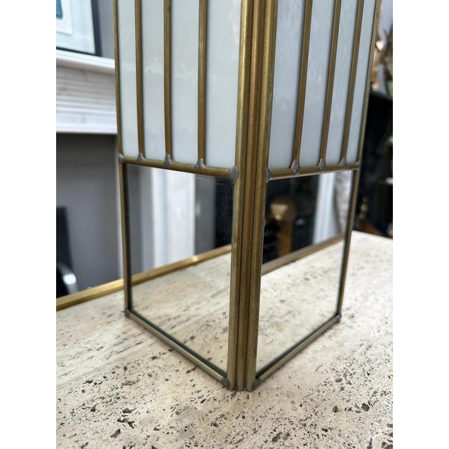 Large Brass and Opaque Glass Table Lamps in the style of Tiffany, 1970s, Set of 2 For Sale - Image 4 of 16