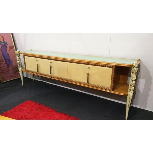 Sideboard in Wood and Parchment from La Permanente Mobili Cantù, 1950s For Sale - Image 3 of 6