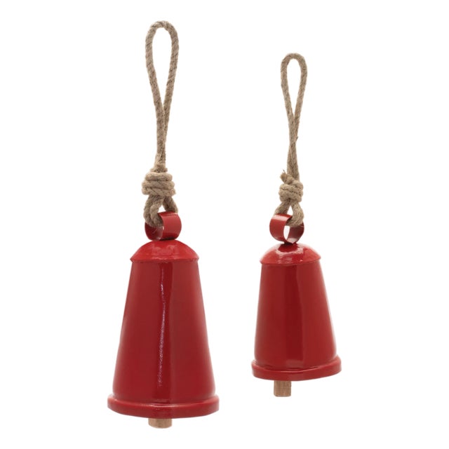 Rustic Metal Bell Ornament (Set of 4) For Sale