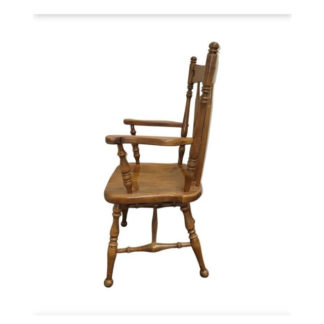 1970s Set of 4 Ethan Allen Vintage Maple High Back Windsor Dining Armchairs For Sale - Image 5 of 9