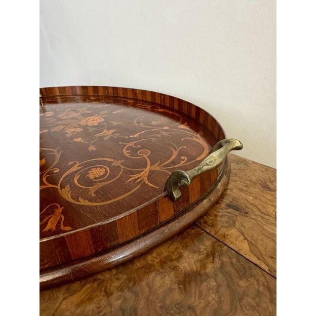 Antique Edwardian Marquetry Inlaid Tray, 1900 For Sale - Image 3 of 7