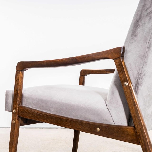 Armchair in Grey Cotton Velvet by Jaroslav Šmídek, 1950s For Sale - Image 4 of 11