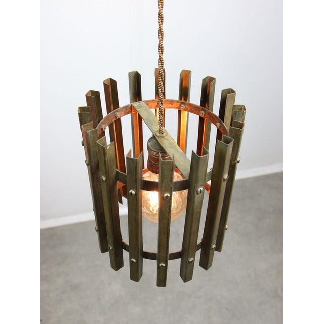 Vintage Italian Brass Cage Pendant Lamp, 1970s For Sale - Image 13 of 16