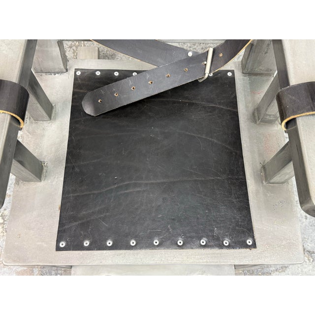 Silver Circa 1990's Steel + Leather Strap Rocking Chair For Sale - Image 8 of 12