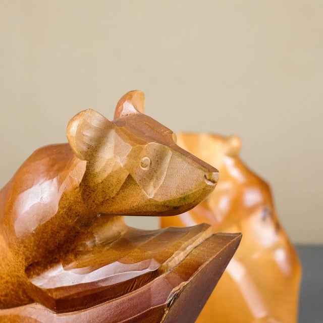 Wooden Bear Bookends from VEB Kunstgewerbliche Holzarbeiten Klings, 1950s, Set of 2 For Sale - Image 11 of 16