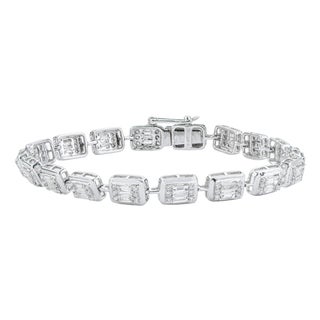 18k White Gold 2.83 Carats Natural Diamond Statement Tennis Bracelet For Sale