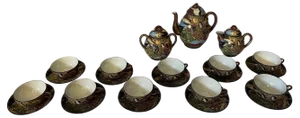 Chinese Porcelain Tea Service, 1920s, Set of 19