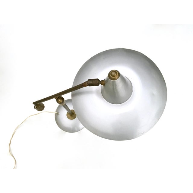 Metal Vintage Desk Lamp in Brass and Silver Varnished Metal, 1950s For Sale - Image 7 of 11