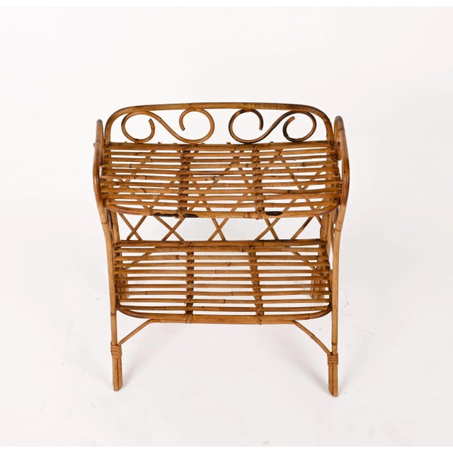 Mid-Century Italian Bamboo Two-Tier Rectangular Coffee or Bedside Table, 1960s For Sale - Image 6 of 16