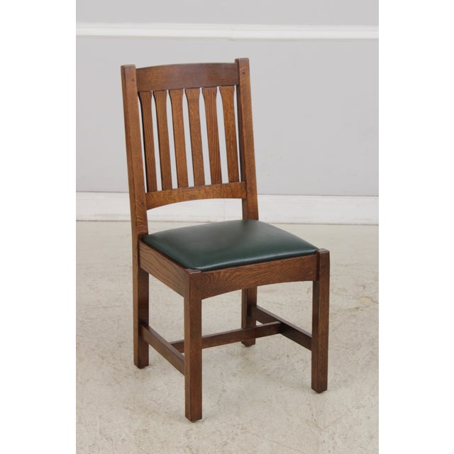 Brown Set of 6 Stickley Arts & Crafts Mission Oak Dining Chairs For Sale - Image 8 of 18