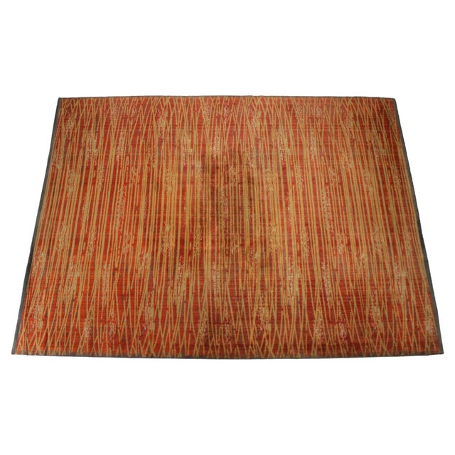Red Abstract Wool Rug, 1940s For Sale - Image 8 of 8