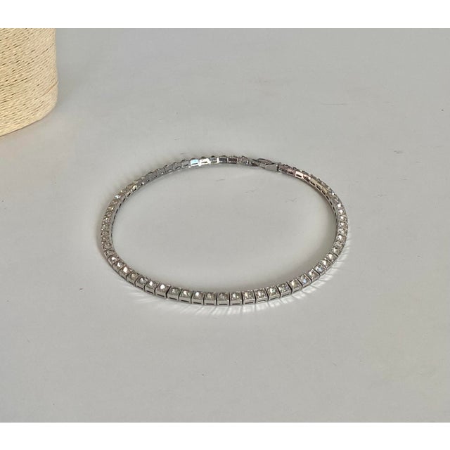 Cartier Dorsons Demi-Parure Set in Sterling Silver; Tennis Bracelet + Tennis Necklace For Sale - Image 4 of 17