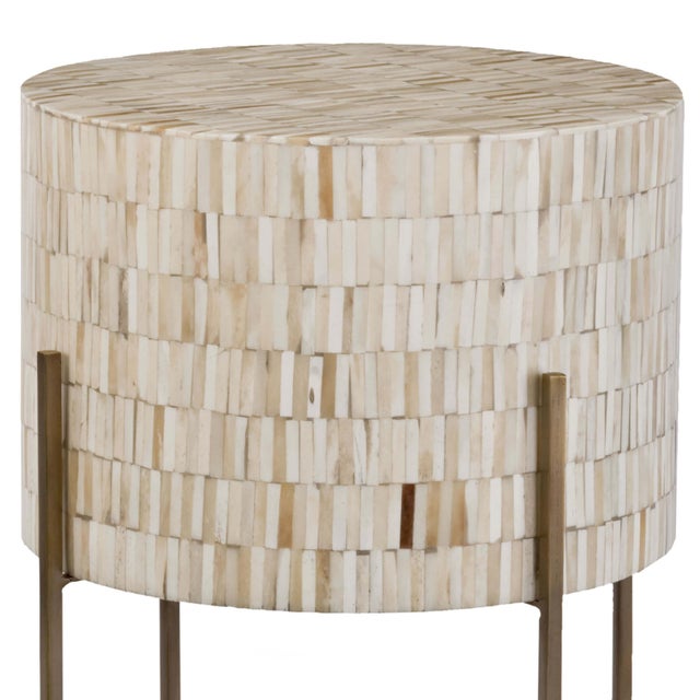 Transitional Regina Andrew Bone Drum Table in Antique Brass For Sale - Image 3 of 5