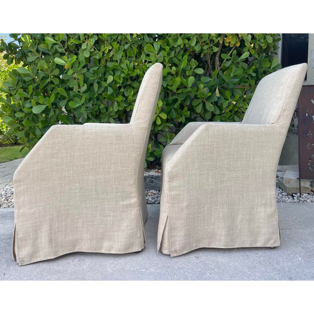 2010s Lexington Artistica Fiona Slipcovered Upholstered Arm Chairs – Pair For Sale - Image 5 of 10