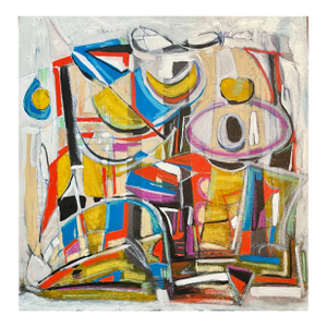 Listed John Schwab Original Oil Abstract Rothko Style Painting Cubism MCM 24”x24”