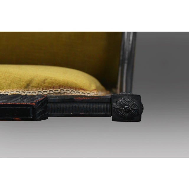 Empire French Black Wood and Velvet Armchair, 1850s For Sale - Image 5 of 12