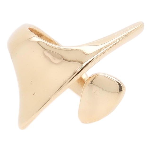 Signed Modernist Ed Wiener 14k Gold Cocktail Ring For Sale