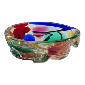 Archimede Seguso 'A Macchie' Bowl With Multiple Colour Spots