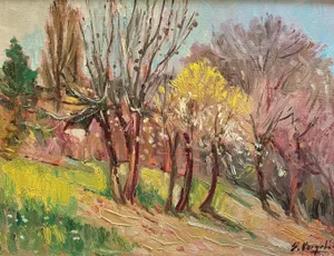 Ernest Voegeli, Autumn Trees, Oil on Canvas